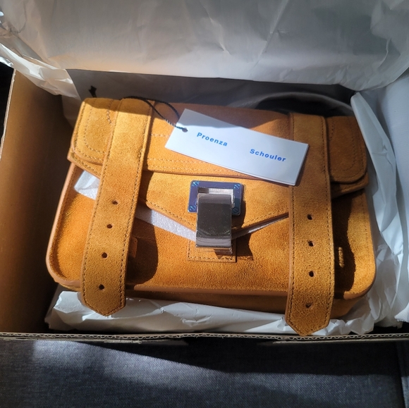 Proenza Schouler Mini PS1 Suede Orange Brown Crossbody Bag - Picture 7 of 10
